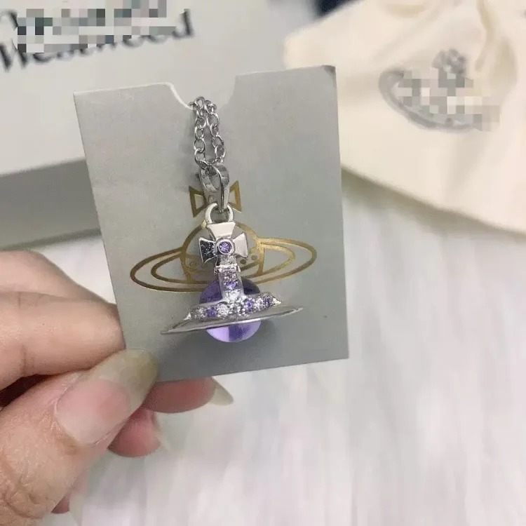 High of Saturn three-dimensional flying saucer orb necklace female niche design medium 10mm planet clavicle chain