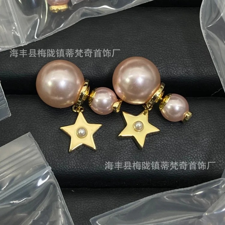 25 early spring Dijia/Djia earrings big and small pearl stars pig nose CD earrings new temperament bow earrings