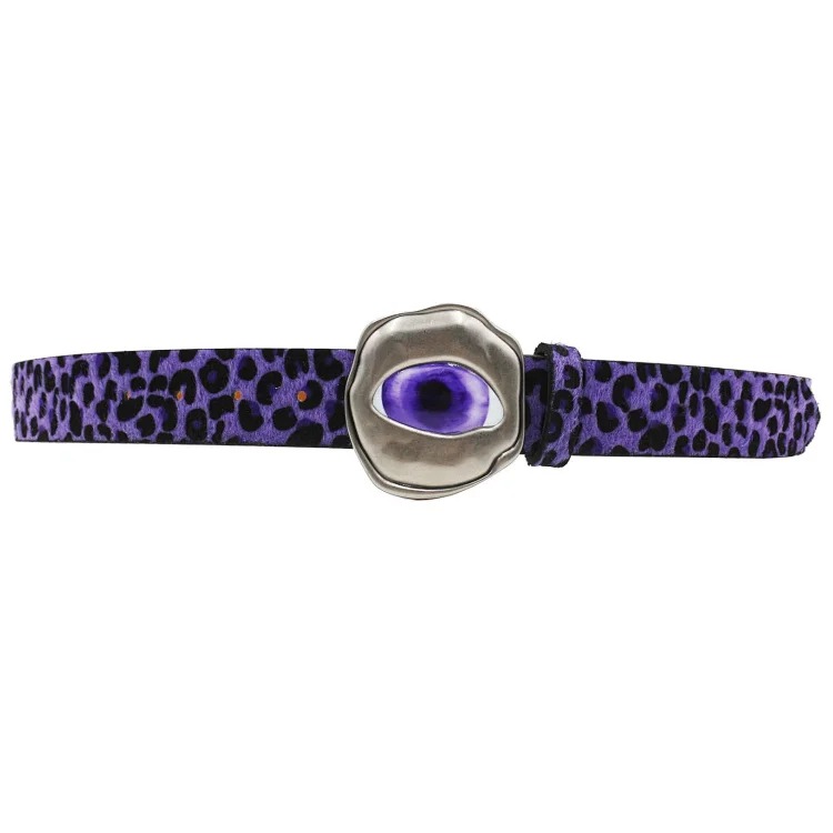 Y2K Millennial hottie leopard print devil eye belt American retro subculture colorful eyeball buckle punk belt