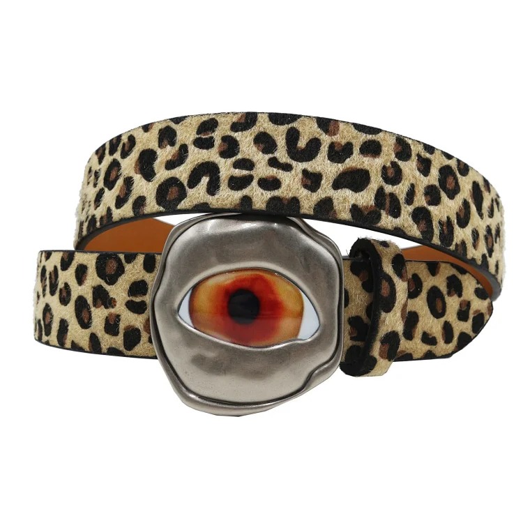 Y2K Millennial hottie leopard print devil eye belt American retro subculture colorful eyeball buckle punk belt