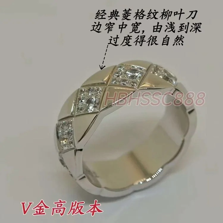 Coco Crush diamond ring with rhombus pattern wide hand-set square diamond ring stackable versatile ring zircon