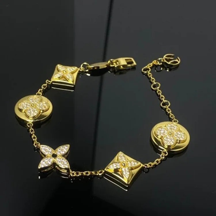 V gold high version full diamond four-leaf clover round bracelet for women with multi-flower diamond fashion simple and high-end jewelry