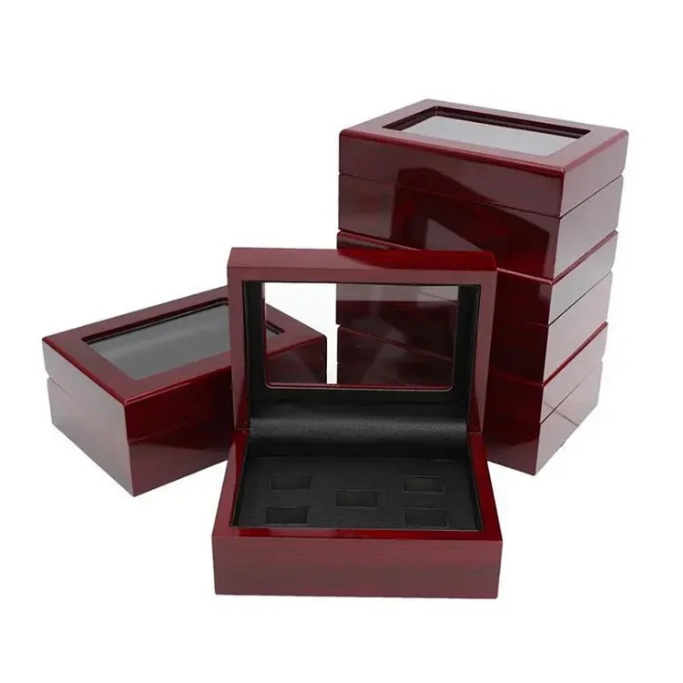 Jewelry Box Packaging Wooden Box Porous Champion Ring Set Box Ring Jewelry Box Wholesale Factory Direct Sales