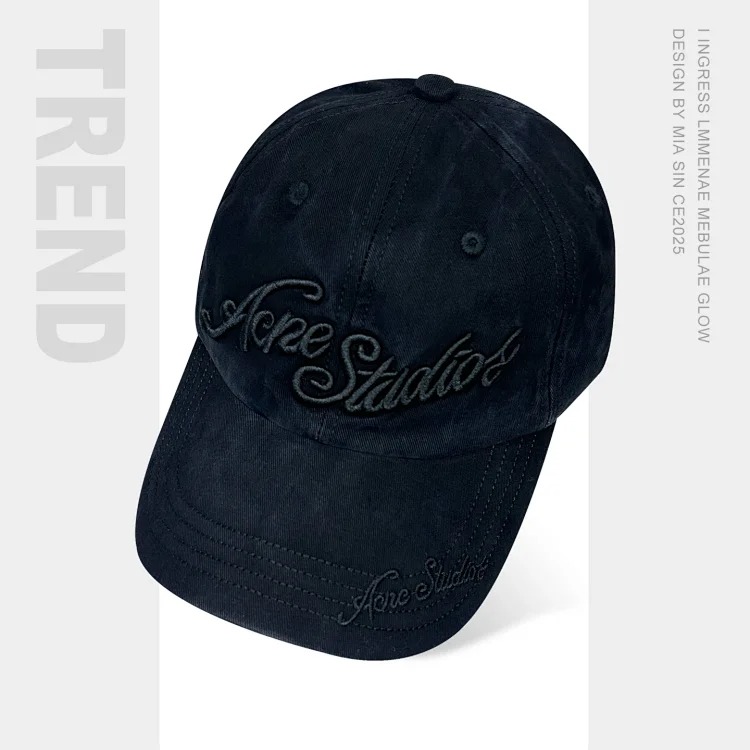 Heavy-duty embroidered letter distressed washed baseball cap