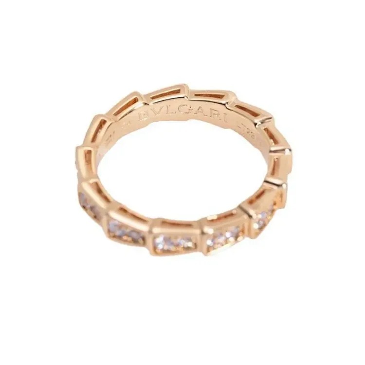 Baojia High V Gold Snake Bone Ring Female Snake Bone Micro-Inlaid Mother-of-Agate Couple Fashion Ring Direct Sales Wholesale