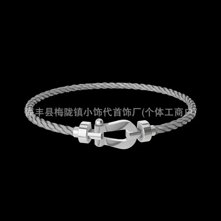 High V gold horseshoe buckle set with diamond bracelet thick plated 18K rose gold Fred men's and women's couple's bracelet bracelet