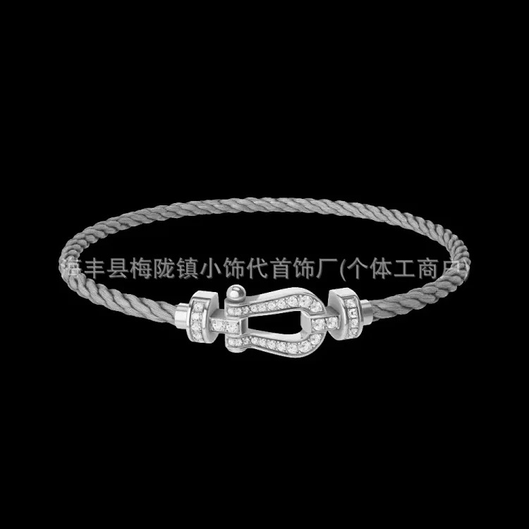 High V gold horseshoe buckle set with diamond bracelet thick plated 18K rose gold Fred men's and women's couple's bracelet bracelet