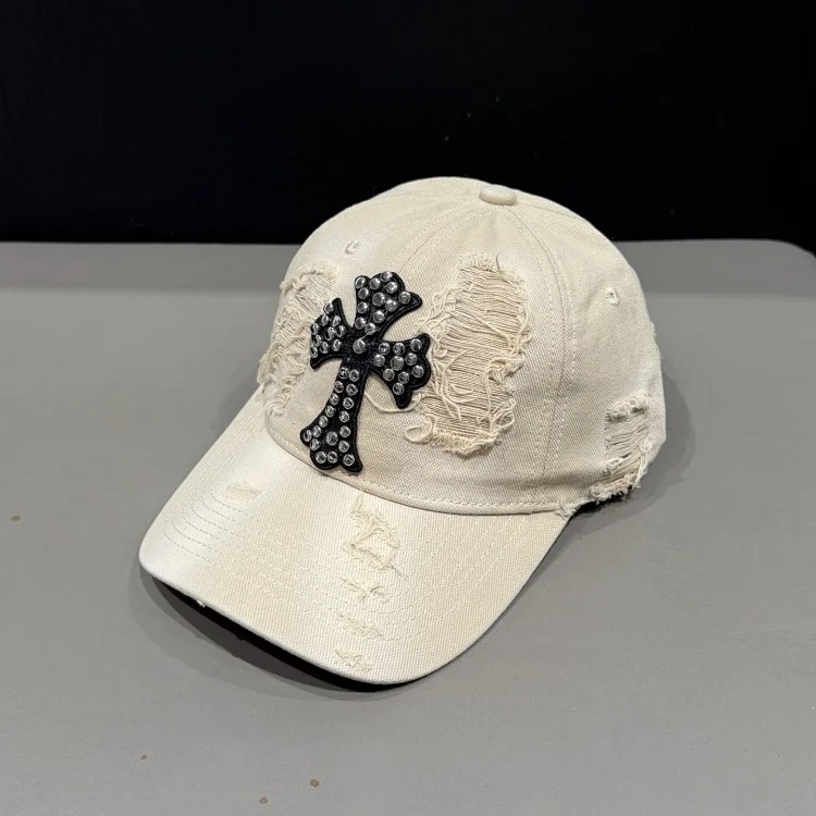 Spring and summer new hats women's personalized baseball caps with holes, large head circumference, cotton peaked caps, sun protection hats