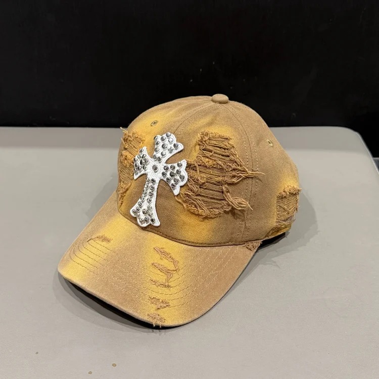 Spring and summer new hats women's personalized baseball caps with holes, large head circumference, cotton peaked caps, sun protection hats