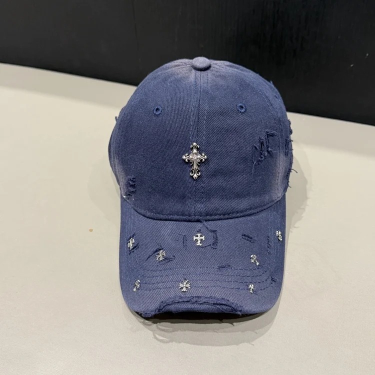 Spring and summer new hats women's personalized baseball caps with holes, large head circumference, cotton peaked caps, sun protection hats