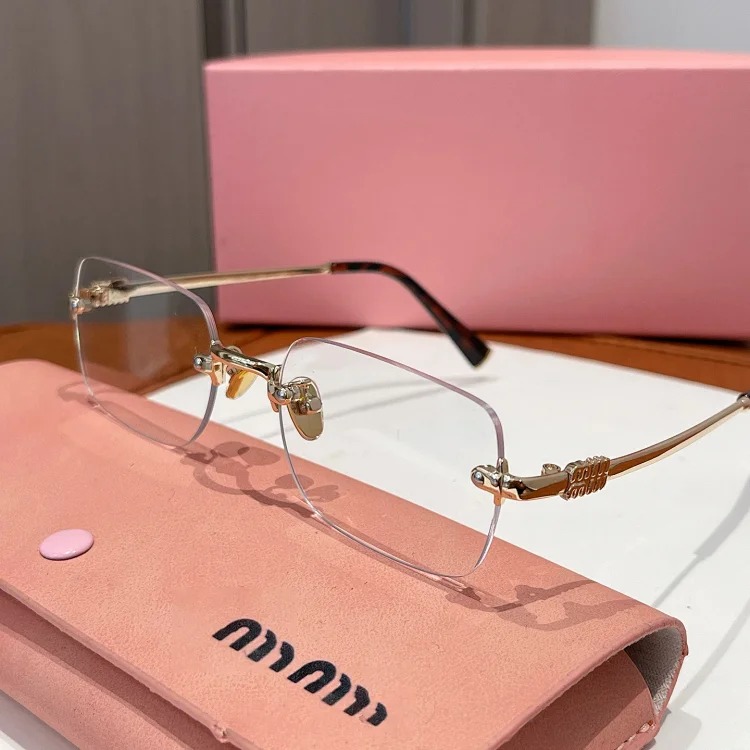 Miao series SMU B50S rimless glasses frame, fashionable and versatile plain mirrors, casual optical myopia glasses, can be equipped with myopia glasses