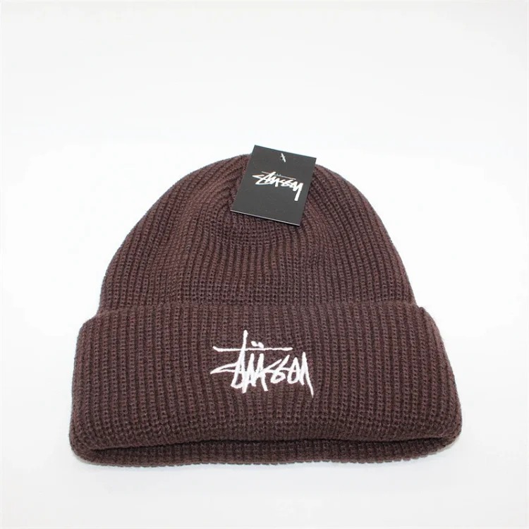 Solid color embroidered knitted hat for men and women, warm straw writing cold hat, student couple, street dance, hip-hop woolen hat-CY