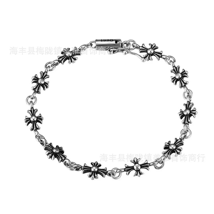 Crowe retro cross thin letter bracelet cross flower ball TINY E full flower jewelry with diamond gold bracelet