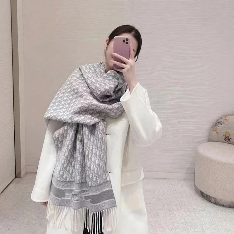 Letter scarf women s imitation cashmere scarf tassel double-sided shawl warm scarf versatile